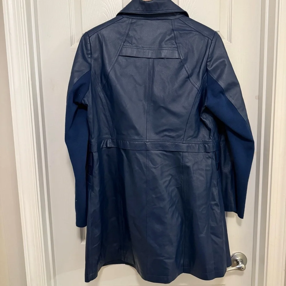 Like New Vintage IMAN Blue Leather Trench